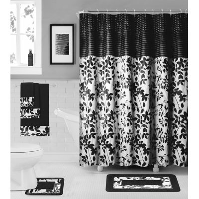 Ensemble de rideau de douche 3 pièces + crochets