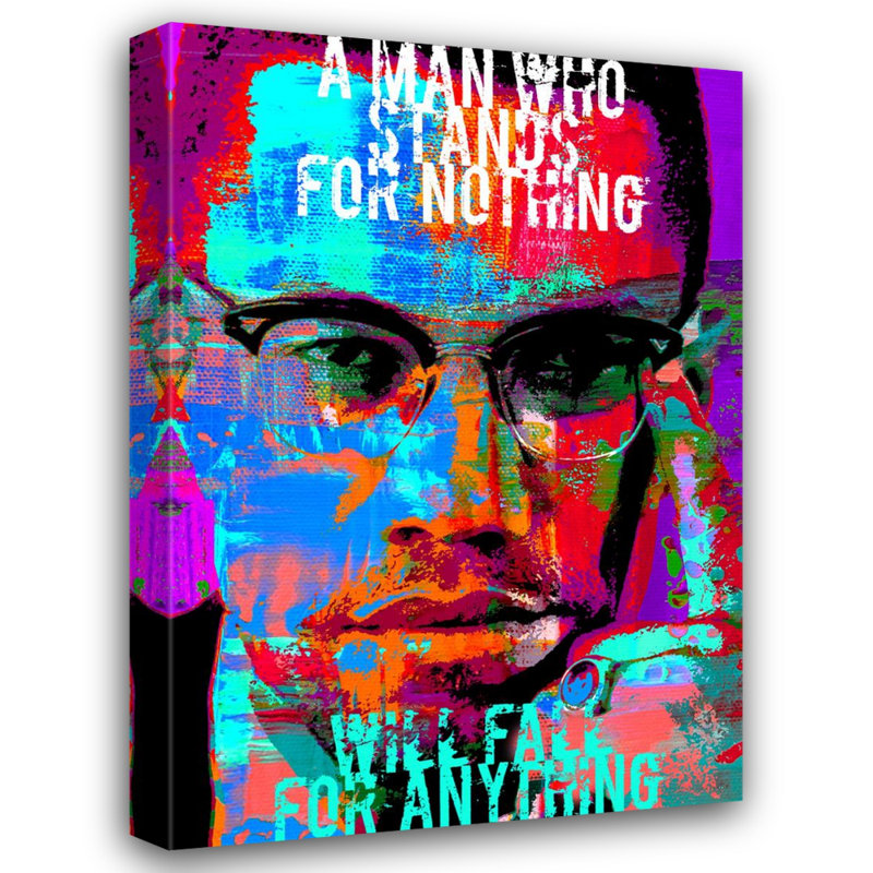 Fitchburg Malcolm X sur toile par Steven Chambers, H 24 po x l 20 po x P 1,5 po