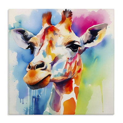 Modern Paint Giraffe Canvas Wall Art by Walker Noble
