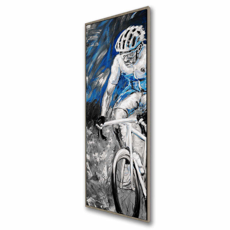 Toile encadrée Professional Blue Cyclist | Décoration intérieure, H 49,25 po x l 17,25 po
