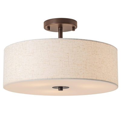Semi Flush Mount Ceiling Light Fixture,16 inch Drum Flush Mount Ceiling Light,Modern Light Fixtures Ceiling Mount with Oil Rubbed Bronze Finish,Semi Flush Ceiling Light for Bedroom,Living Room