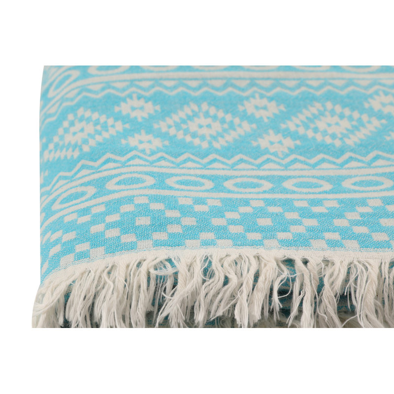 Premium Fouta Beach Towel, 100% Cotton, 35.4 x 67.0 inches | High Water Absorbent, Machine Washable, Soft & Lightweight | Elegant Turquoise Rug Pattern, Perfect for Beach, Pool, Spa & Travel Use