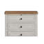 Table de chevet 3 tiroirs avec chargement USB, finition ciment et sable, rangement spacieux et commodité moderne pour le décor de la chambre à coucher.-655070874