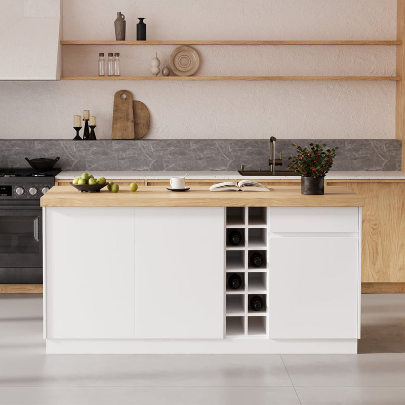 Fosenbauer 182.9Cm Kitchen Island, White/Brown