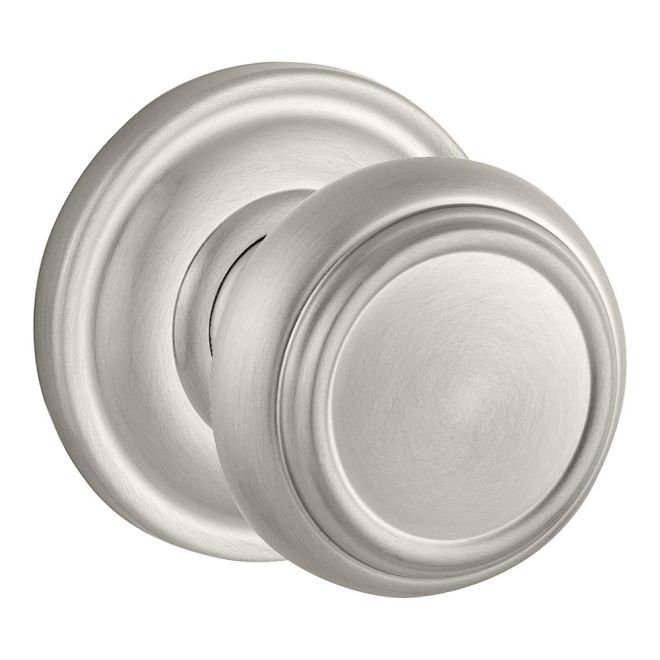Traditional Privacy Door Knob with Traditional Round Rose, Satin Nickel
