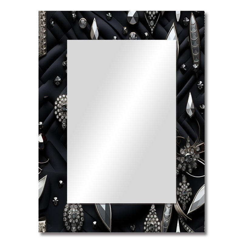 Hollywood Glamour Diamond In Black And White - glam  Wall Mirror, Abstract Decorative Mirror, Printed Metal Art, 32" x 24"