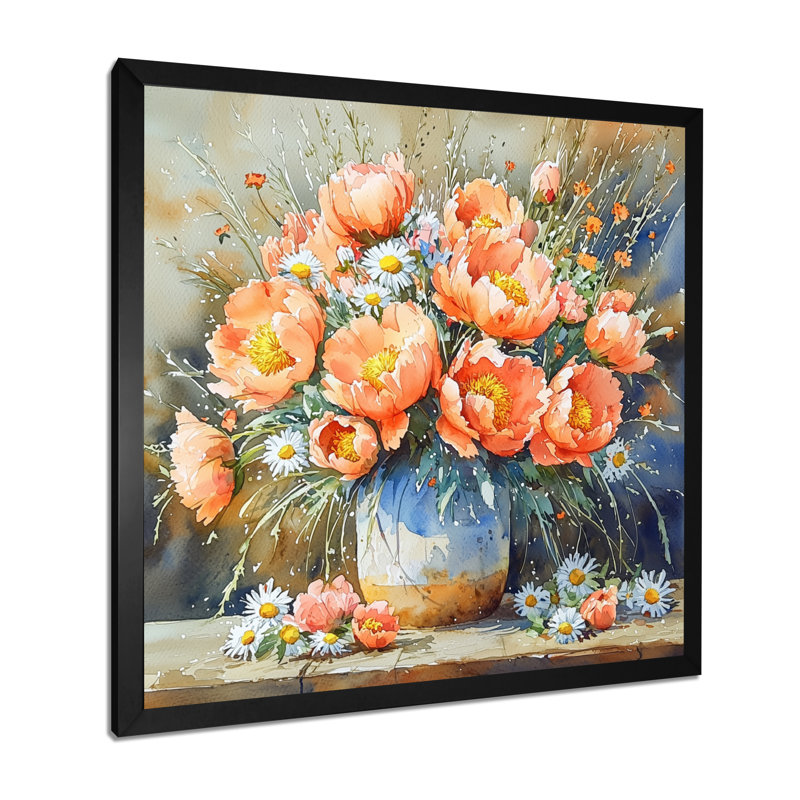Kulick - Floral Wall Art, Single Picture Framed Print, Black, 16" H x 16" W