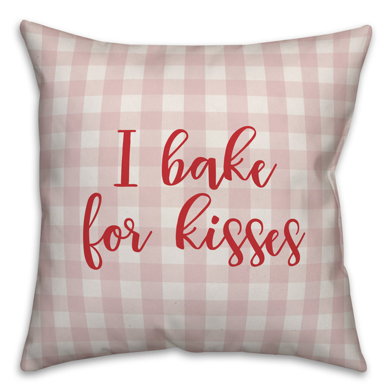  Coussin décoratif I Bake for Kisses, Rose / Rouge, Coussin décoratif