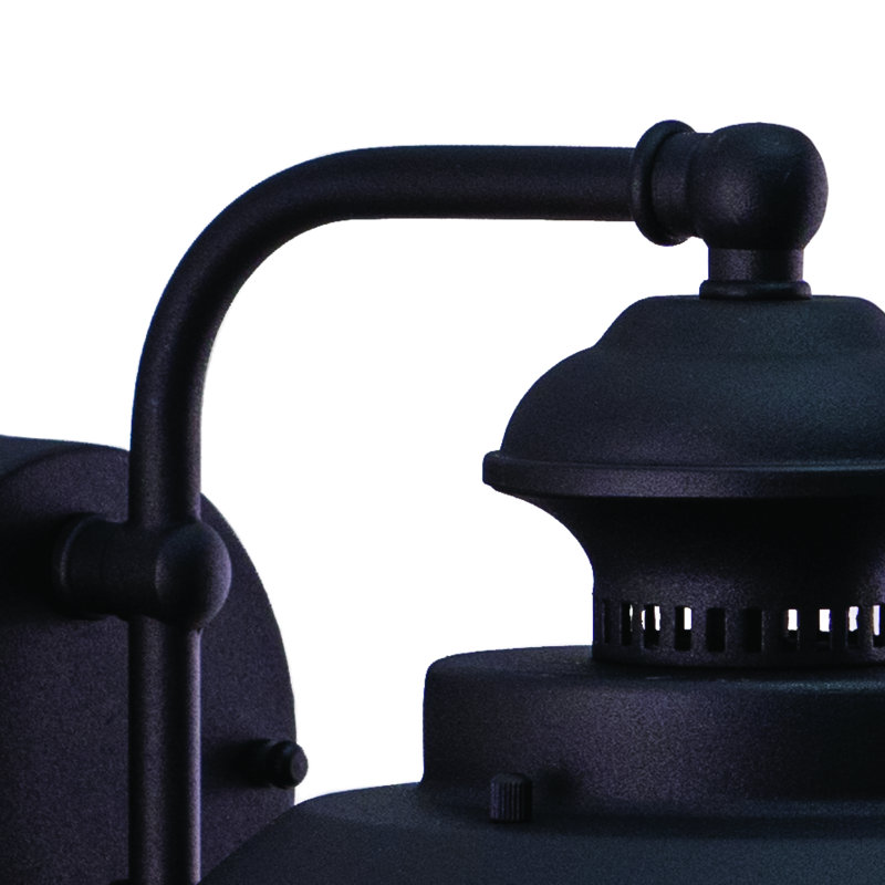 Mohnton 10.25 in. H 1-Light Textured Black Coastal Outdoor Wall Sconce made of Durable Steel, Clear Seeded Glass Shade, LED Compatible, Use for Exterior Porch Patio Front Door or Garage