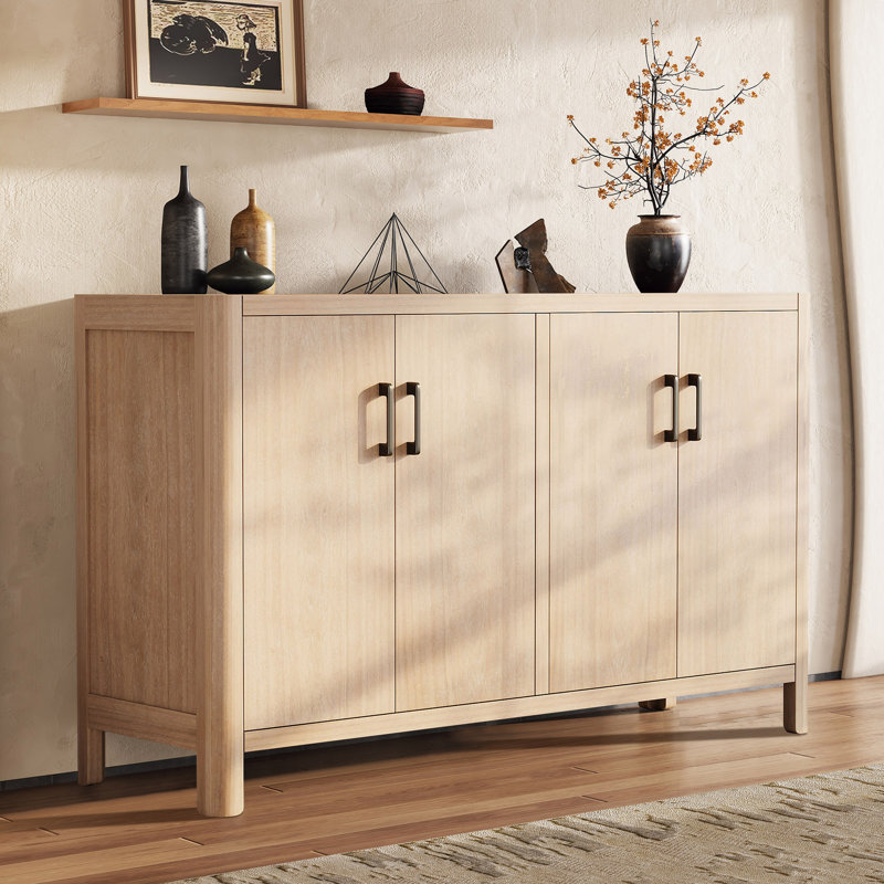 Starlight 4-Door Accent Cabinet, Buffet Cabinet Sideboard For Kitchen Dining Room, Natural