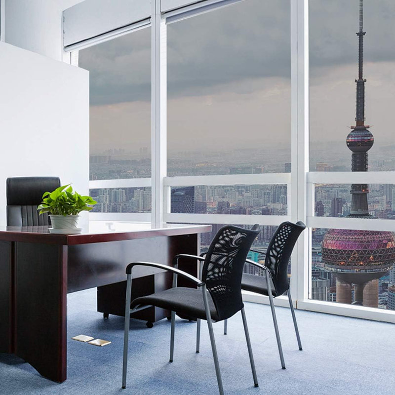 One Way Mirror Window Film For Daytime Privacy, Static Cling Non-Adhesive Decorative Window Tint With Heat Control And UV Protection For Home And Office