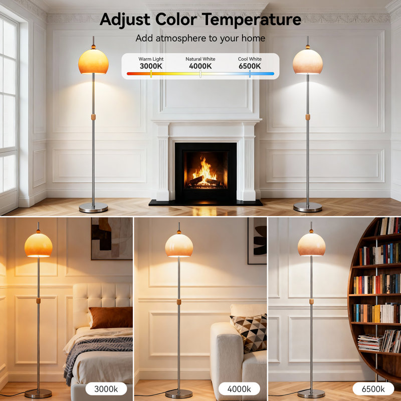 62'' Round Glass Shade Floor Lamp