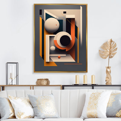 Minimal rétro géométrie sur fond gris foncé - art mural moderne sur toile géométrique