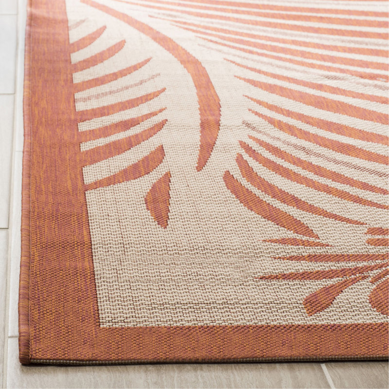 Tapis floral beige / terracotta, Rectangle 2 pi 7 po x 5 pi