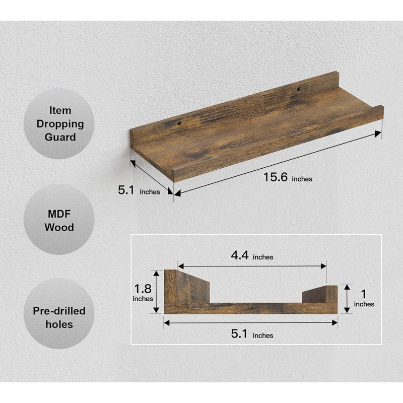 3 Piece Wood Floating Shelf