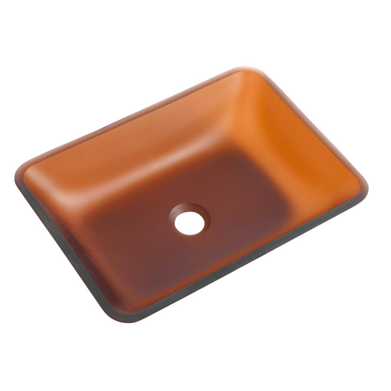 Rosefray 17.94'' Brown Glass Rectangular Bathroom Sink
