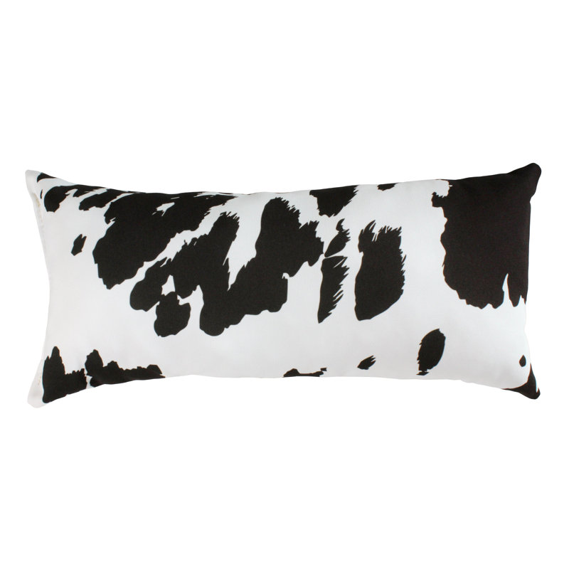 Dark Brown and White Animal Print Reversible Polyester Throw Pillow