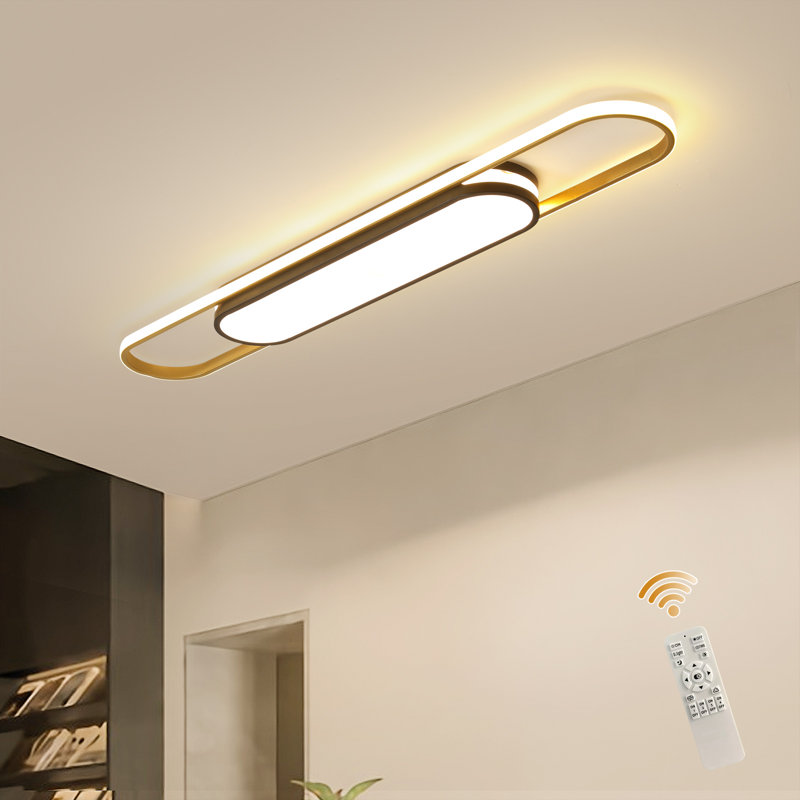 Muscato 1 - Light LED Flush Mount, Black/Gold, 2.4" H x 43.3" W x 6.9" D