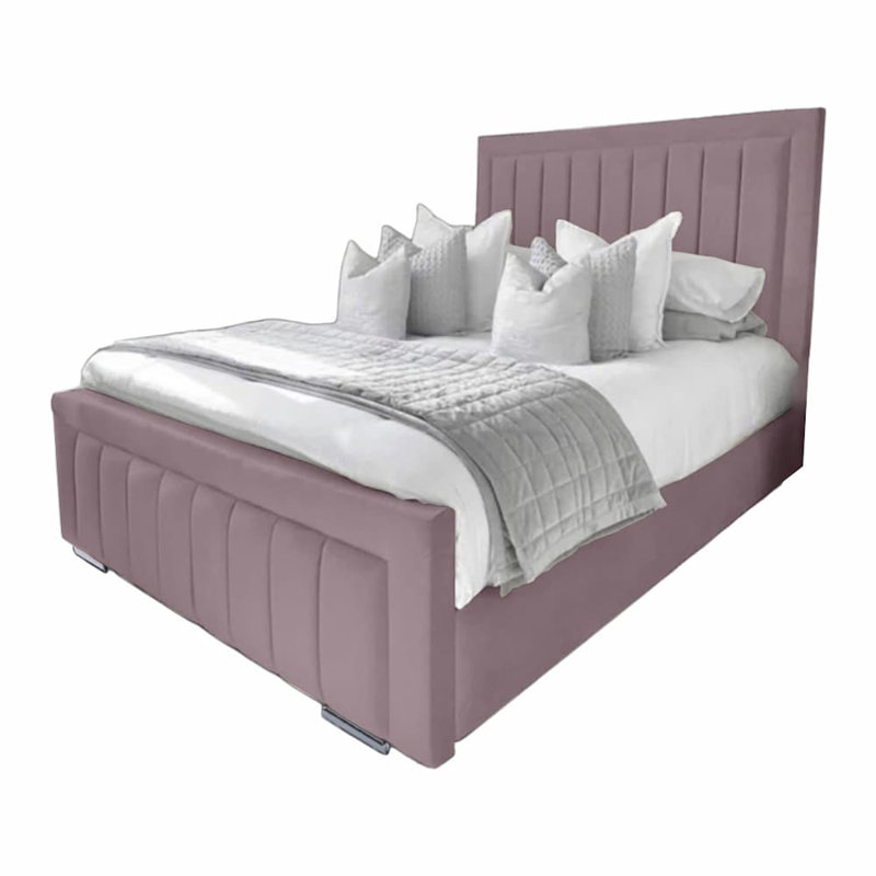 Abianna Upholstered Bed, Double (4'6), Lilac