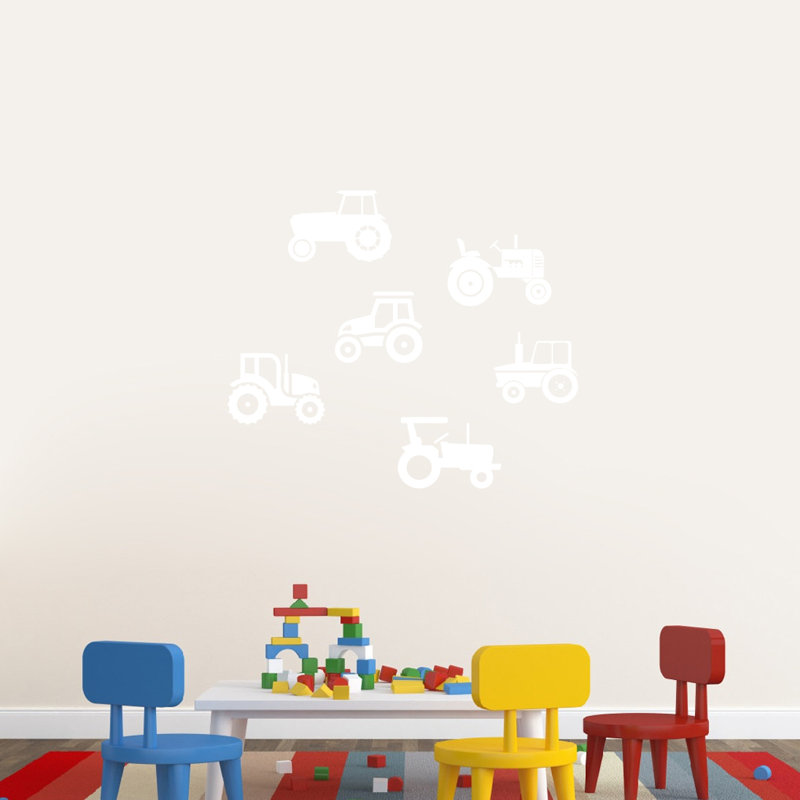 Décalcomanie murale tracteurs, Blanc