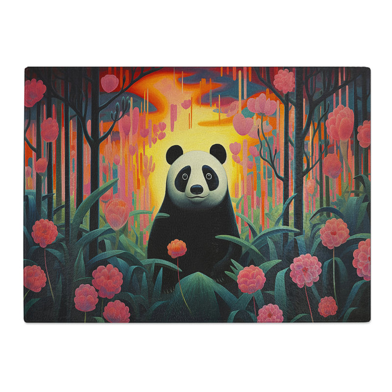 Panda Art Deco  Glass Chopping Board