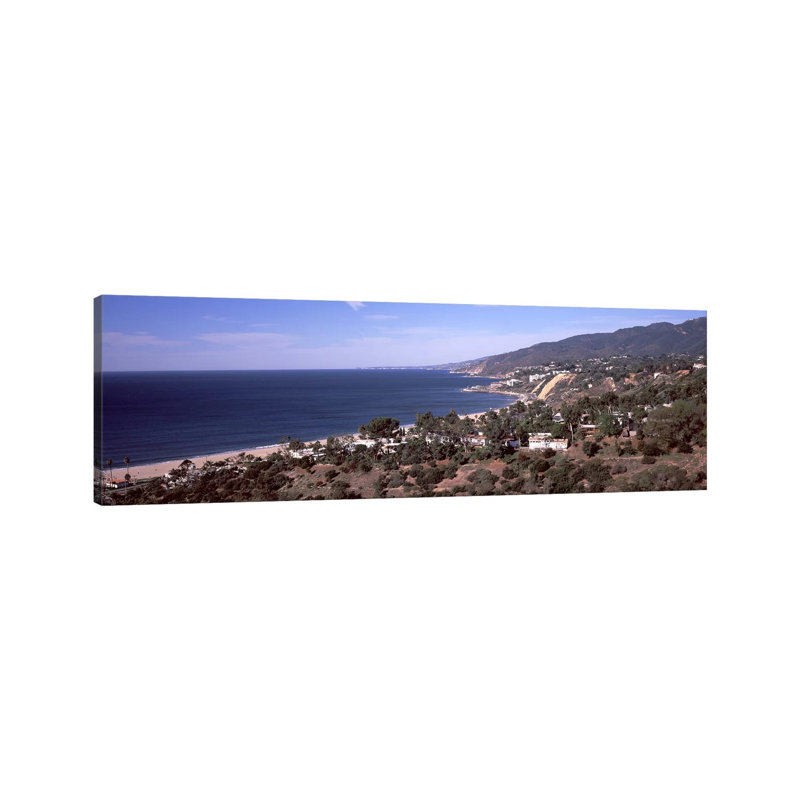 High Angle View Of An Ocean, Malibu Beach, Malibu, Los Angeles County, California, USA - Wrapped Canvas Panoramic Print