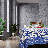 Cotton Block Print Floral Tablecloth Rectangle Blue White-1984957048