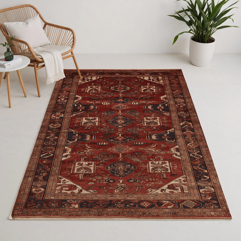 Persian Brown Indoor and Outdoor Area Rug, Rectangle 5' x 7'