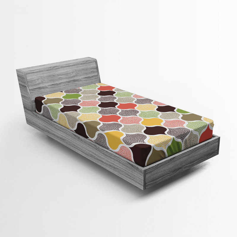 Microfiber Geometric Fitted Sheet, Queen Fitted Sheet