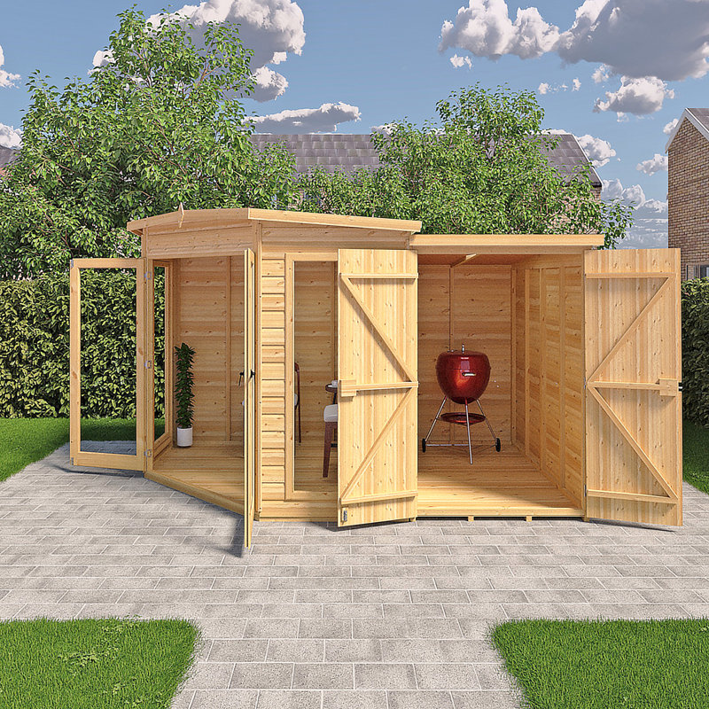 Shire Barclay Corner Summerhouse With Side Shed 7 Ft X 11 Ft