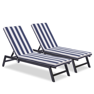 2Pcs Set Outdoor Lounge Chair Cushion Replacement Patio Funiture Seat Cushion Chaise Lounge