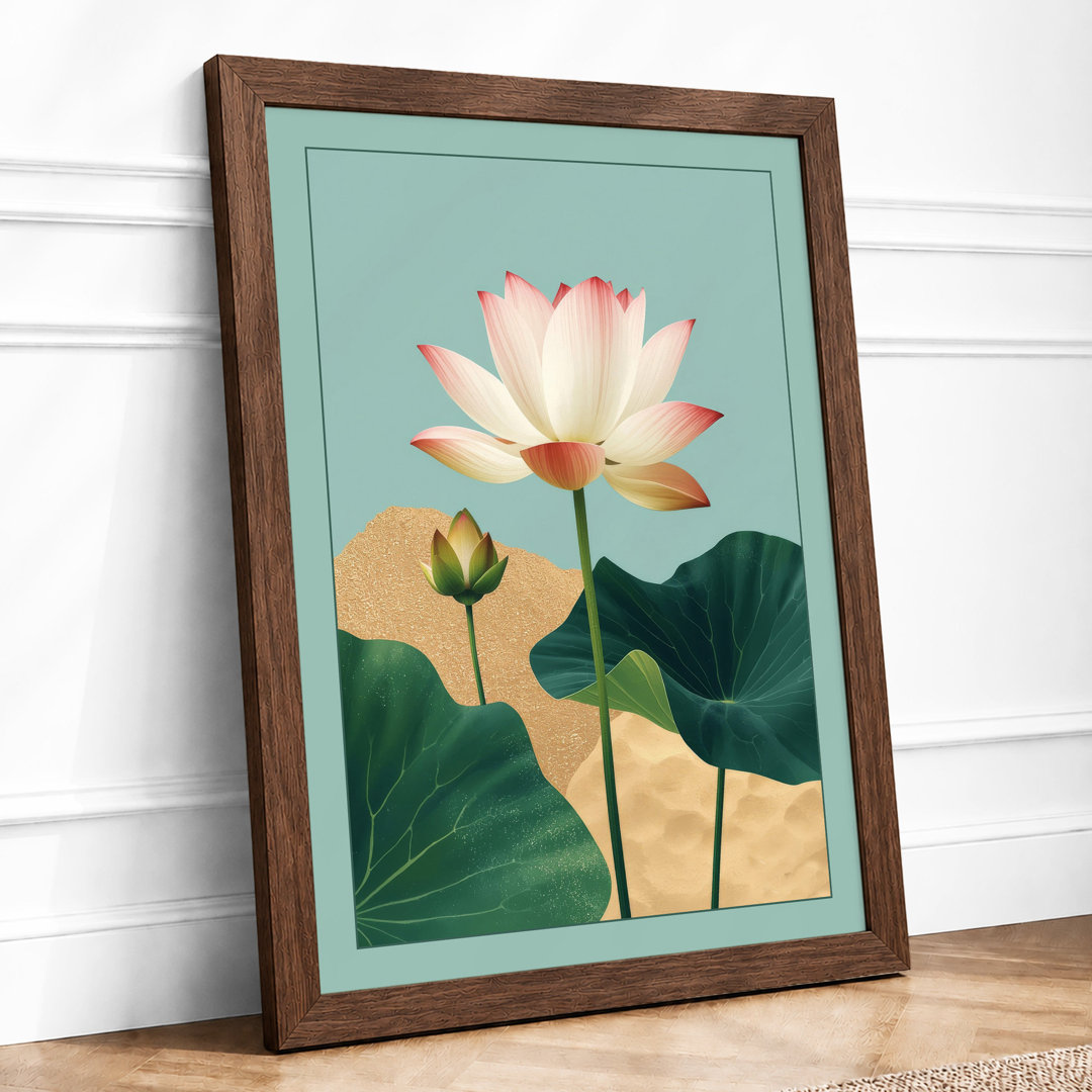 Lotus in Bloom Botanical Framed Art Print