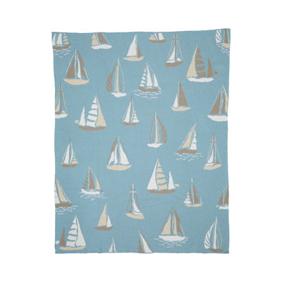 In2Green Coastal Sailing Knit Throw Lt Blue
