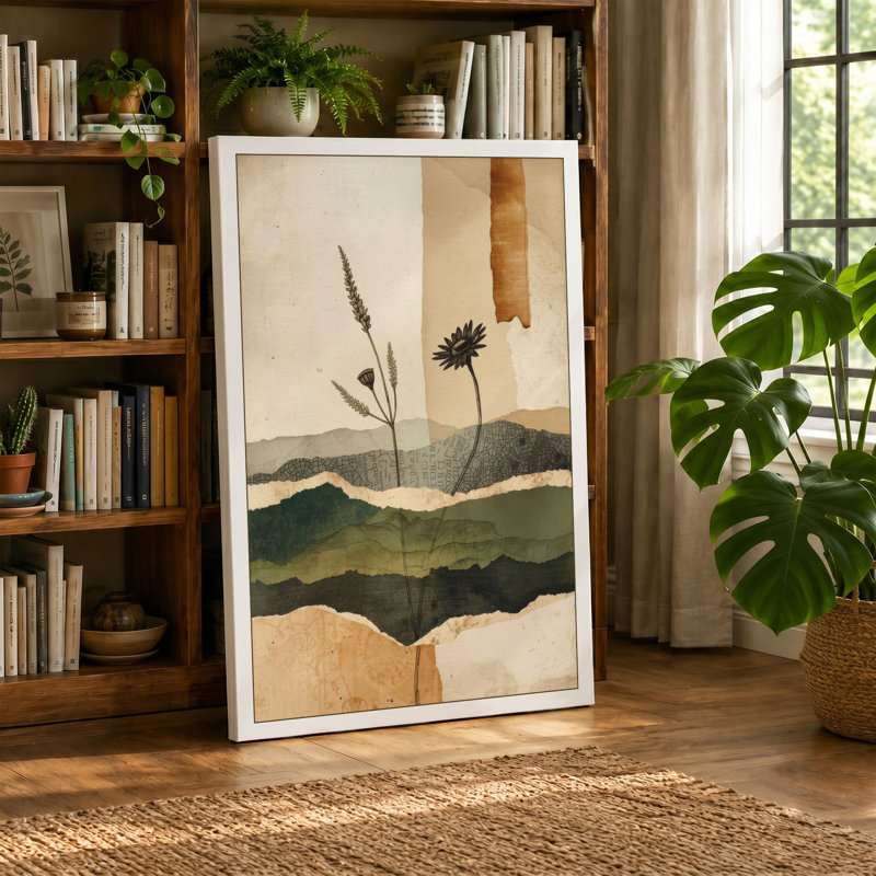 Plants in Strata Botanical - Wrapped Canvas, 18x12 - 45.7 x 30.5 cm, Sage Border