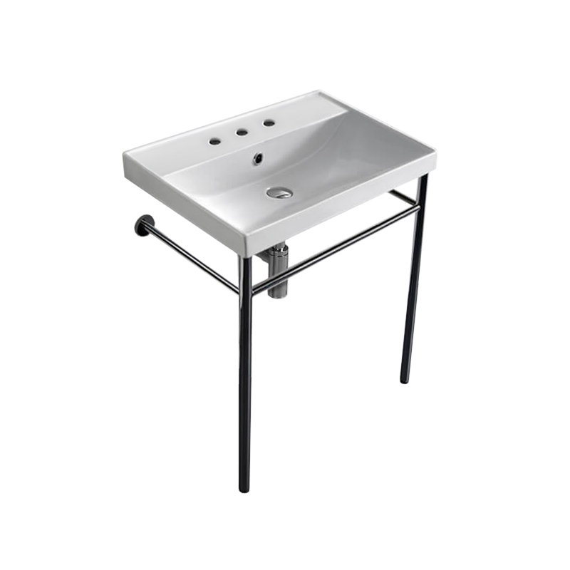 Scarabeo By Nameeks ML 18.5'' White/Chrome Ceramic Rectangular Bathroom Sink with Overflow, No Hole