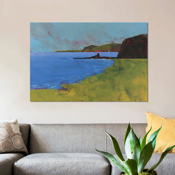 « ceredigion falaises », reproduction sur toile, H 12 po x l 18 po x P 1,5 po, Pas de tapis, Toile tendue