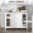 Red Barrel Studio® Modern Buffet Cabinet Sideboard With Storage Cupboard Glass Doors And Adjustable Shelves For Kitchen Living Room Oak White-107883793