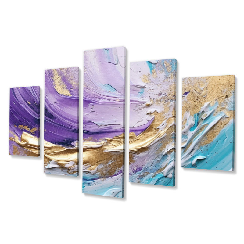 Twisted Whirls I - Abstract Spirals Canvas Wall Art - 5 Panels