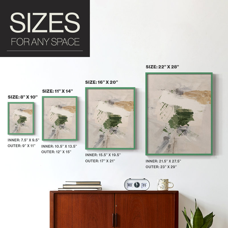 Sand Pond Fall I, reproduction encadrée - bois massif, Vert, H 15 po x l 12 po