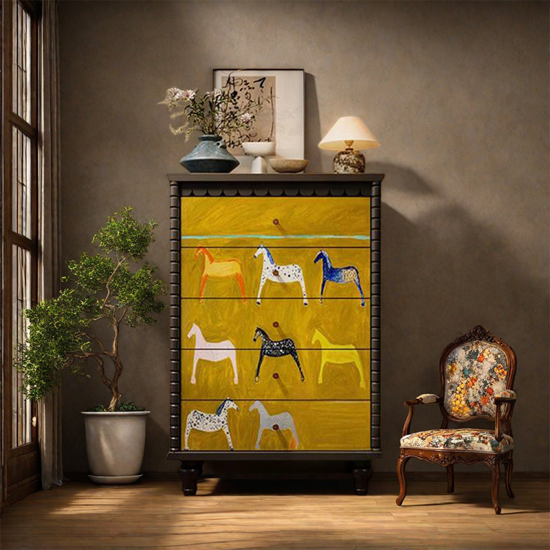 Five Drawer Storage Cabinet, Black