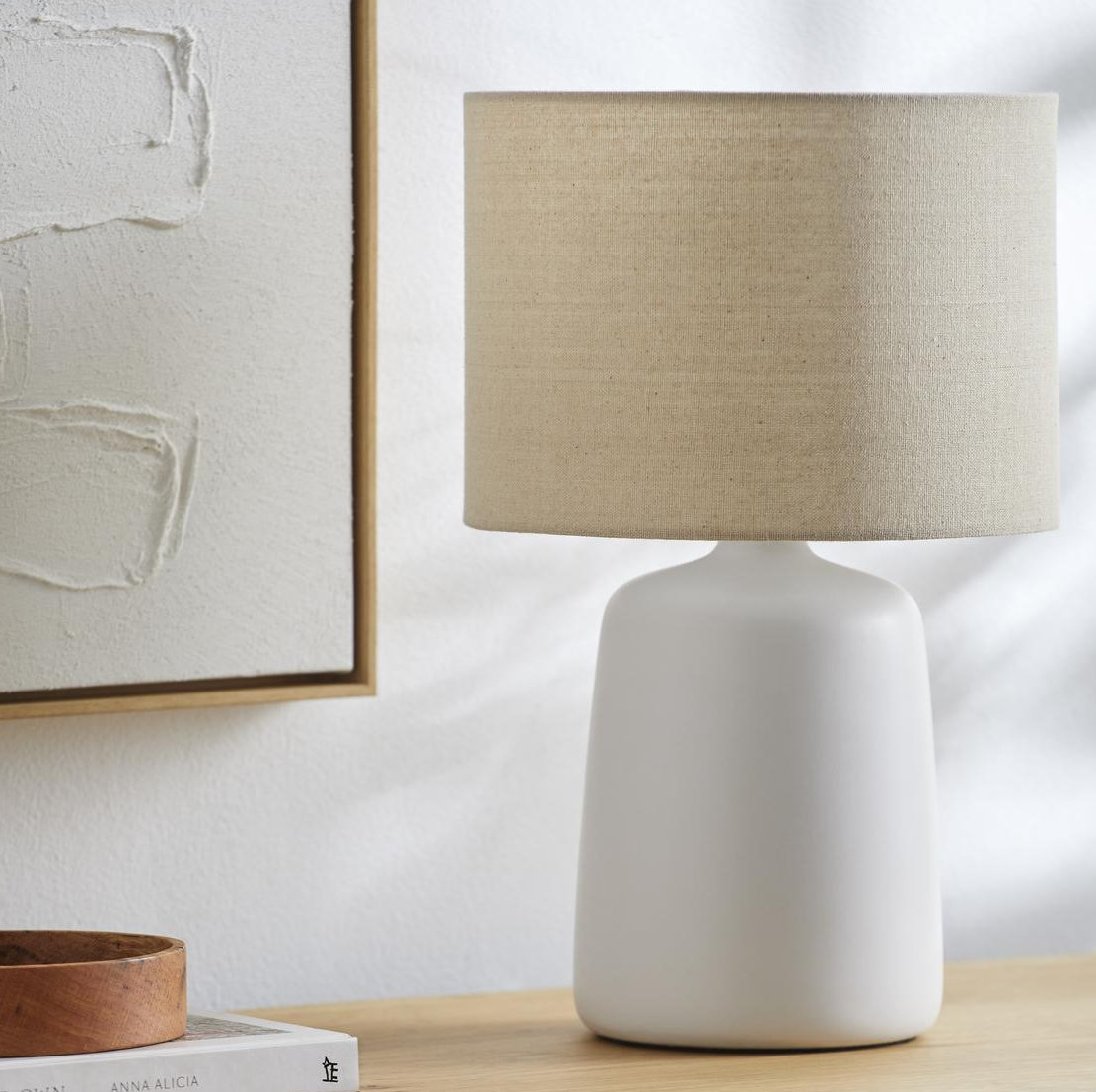 Pramit Ceramic Table Lamp, White