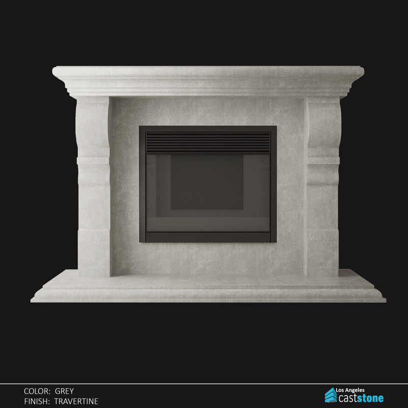 Alle Fireplace Surround, Gray Travertine