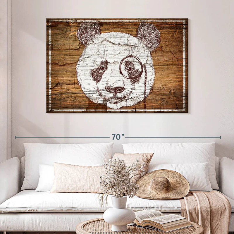 Brampt Panda On Wood, 32" H x 48" W
