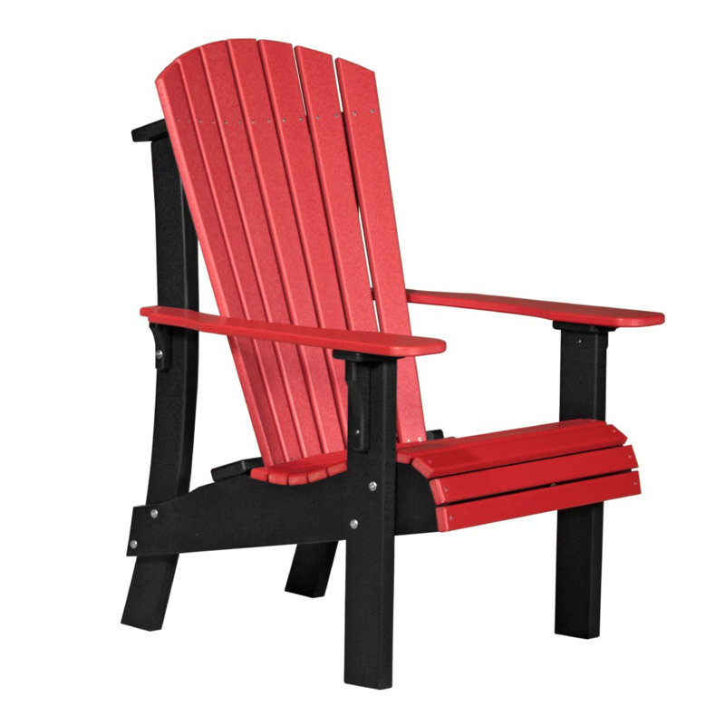 Zussen Outdoor Adirondack Chair, Red/Black