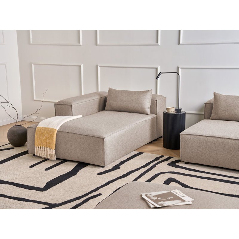 BRANDE Upholstered Chaise Lounge, Light Brown, Right Hand Facing