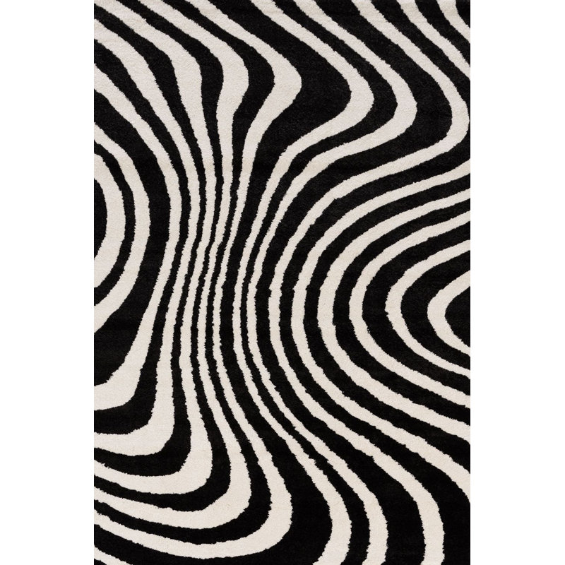 Joli Striped Area Rug Soft Dense Pile for Living Rooms and Bedrooms, Black/White, Rectangle 80 x 150 cm