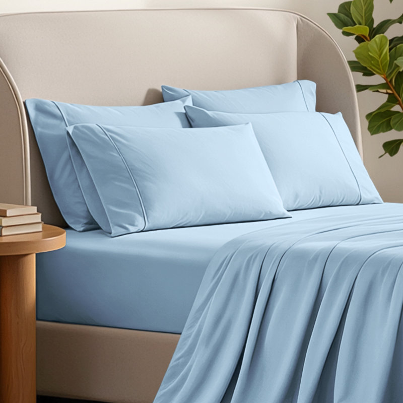 Ultra-Soft Microfiber Pillowcase, Light Blue, 4 Standard Pillowcases