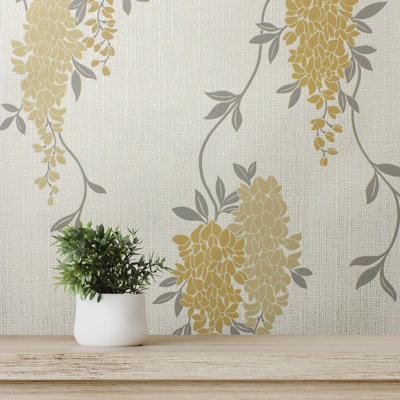 Lark Manor 10.5m x 52cm Wisteria Floral Wallpaper Roll