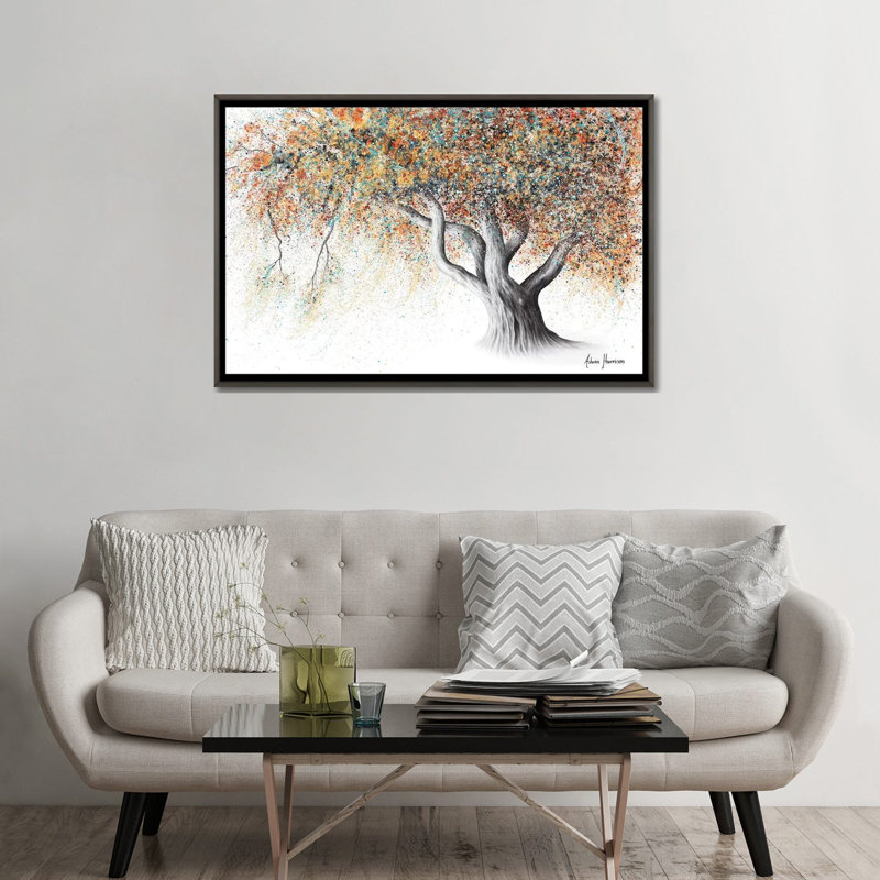 «Rusty Autumn Tree» par Ashvin Harrison - impression d'art graphique, Aucun mat, H 32 po x l 48 po x P 1,5 po