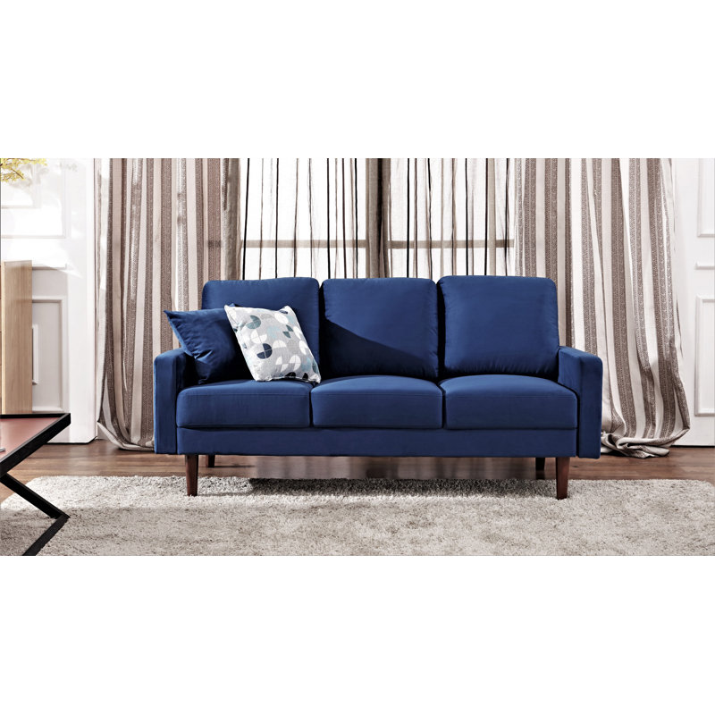 Lueck 72'' Velvet Sofa, Dress Blue Velvet